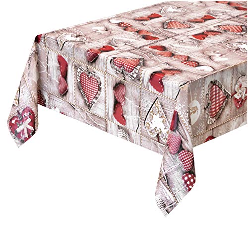 emmevi Schmutzabweisende Tischdecke mit Herzen, Shabby Chic, plastifiziert, Rückseite aus Plüsch, 12 Größen, für Küchentisch, nach Maß, Modell: Märchen 261, 140 x 120 cm emmevi Schmutzabweisende Tischdecke mit Herzen, Shabby Chic, plastifiziert, Rückseite aus Plüsch, 12 Größen, für Küchentisch, nach Maß, Modell: Märchen 261, 140 x 120 cm von emmevi