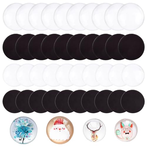 48PCS Magnete für Kühlschrank,Kristallglas Kühlschrankmagnete,Glascabochons Glasmagnete Foto Transparent Rund Glasnuggets Klar Runde Scheibe Magnete für DIY Whiteboard Kühlschrank Wand Weihnachten von EMNIMQ