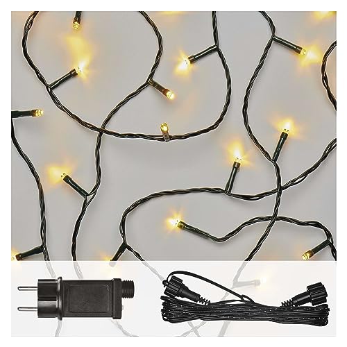 EMOS Connect System Basis Set Standard Weihnachtslichterkette, 10m Lichterkette + 5m Verbindungskabel + Netzteil mit Timer, 100 LEDs, IP44 für Innen und Außen, Warmweiß, 6/18h Leuchtmodus von EMOS