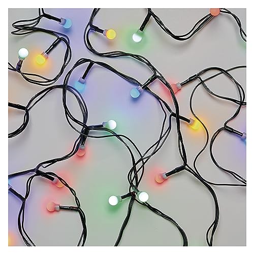 EMOS LED-Lichterkette Cherry bunt für Innen und Außen, 20m lange Weihnachtslichterkette mit 200 LEDs in Kugelform Ø 1 cm, 8 Lichtmodi, Netzteil und Transformator, für Partys, Weihnachten, Deko von EMOS