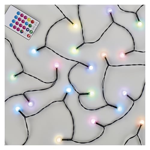 EMOS LED-Lichterkette Cherry bunt für Innen und Außen, 64 Lichtmodi, 10m lange Weihnachtslichterkette mit 96 LEDs, Fernbedienung und Netzteil, 6h Timer Funktion, Deko für Partys, Weihnachten von EMOS