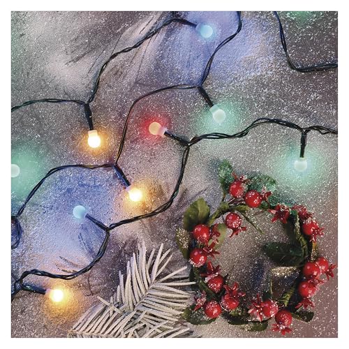 EMOS LED-Lichterkette bunt für Innen und Außen, 48m lange Weihnachtslichterkette mit 480 LEDs in Kugelform, 6 Stunden Timer Funktion, Netzteil und Transformator, für Partys, Weihnachten, Deko EMOS LED-Lichterkette bunt für Innen und Außen, 48m lange Weihnachtslichterkette mit 480 LEDs in Kugelform, 6 Stunden Timer Funktion, Netzteil und Transformator, für Partys, Weihnachten, Deko von EMOS