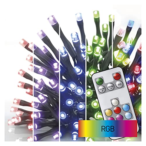 EMOS LED-Lichterkette bunt für Innen und Außen, 72 Lichtmodi, 10m lange Weihnachtslichterkette mit 96 LEDs und Fernbedienung + Netzteil, 6 Stunden Timer Funktion, für Partys, Weihnachten, Deko von EMOS