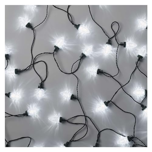 EMOS LED-Lichterkette im Retrostil, 9,8m Weihnachtslichterkette + 5m Zuleitung, 50 LEDs, 8 Lichtmodi, Netzteil mit Timer 6h/18h, IP44 für Innen und Außen, Kaltweiß von EMOS