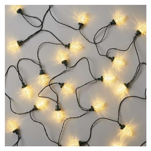 EMOS LED-Lichterkette im Retrostil, 9,8m Weihnachtslichterkette + 5m Zuleitung, 50 LEDs, 8 Lichtmodi, Netzteil mit Timer 6h/18h, IP44 für Innen und Außen, Warmweiß von EMOS