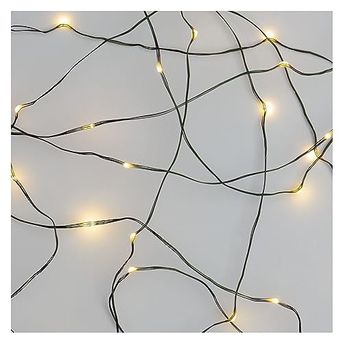 EMOS Nano-Lichterkette warmweiß für Innen und Außen (IP44), 15m lange LED-Weihnachtslichterkette NANO für Partys, Weihnachten, 6 Stunden Timer Funktion, Netzteil und Transformator, grünes Kabel von EMOS