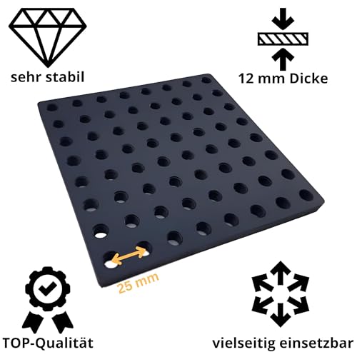 1 Stück 12mm Lochrasterplatte Gewindeplatte M10 aus Stahl (75 x 150 mm) von EMPULA
