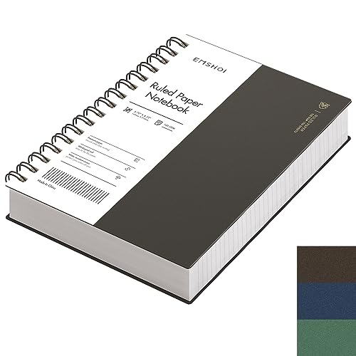 EMSHOI A5-Notizbuch, College, liniert, Spiralblock, 150 Blatt/300 Seiten, 100 g/m², PVC-Einband, Haftnotizen, Tasche, Stiftschlaufe, Lineal, Lesezeichen, liniertes Tagebuch für Damen und Herren, 14,5 EMSHOI A5-Notizbuch, College, liniert, Spiralblock, 150 Blatt/300 Seiten, 100 g/m², PVC-Einband, Haftnotizen, Tasche, Stiftschlaufe, Lineal, Lesezeichen, liniertes Tagebuch für Damen und Herren, 14,5 von EMSHOI