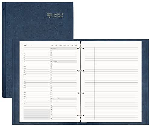 EMSHOI Meeting-Notizbuch, A4, undatierter Tagesplaner 240 nachfüllbare Seiten, gebundener To-Do-Listen-Notizblock mit Haftnotizen, 100 g/m²-Papier, Leder-Tagebuch für Damen, Herr von EMSHOI