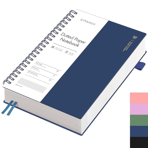 EMSHOI Notizbuch A4 Gepunktet, Bullet Dotted Journal, Spiral Notizblock 300 Seiten/150 Blatt, 100 g/m² Papier, PVC Hardcover. Ideal für Damen, Herren, Büro & Schule, 21.5 x 27.9 cm - Blau EMSHOI Notizbuch A4 Gepunktet, Bullet Dotted Journal, Spiral Notizblock 300 Seiten/150 Blatt, 100 g/m² Papier, PVC Hardcover. Ideal für Damen, Herren, Büro & Schule, 21.5 x 27.9 cm - Blau von EMSHOI