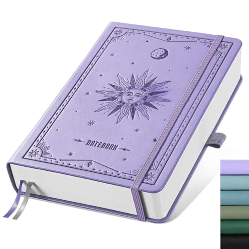 EMSHOI Notizbuch A5 Kariert, Notizblock, Hardcover Leder 320 Seiten mit 1 Innentasche, 100gsm Kariertes Papier, für Frauen Männer Büro Schule Arbeit Tagebuch, 14.5 x 21cm - Hellviolett EMSHOI Notizbuch A5 Kariert, Notizblock, Hardcover Leder 320 Seiten mit 1 Innentasche, 100gsm Kariertes Papier, für Frauen Männer Büro Schule Arbeit Tagebuch, 14.5 x 21cm - Hellviolett von EMSHOI
