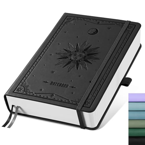EMSHOI Notizbuch A5 Kariert, Notizblock, Hardcover Leder 320 Seiten mit 1 Innentasche, 100gsm Kariertes Papier, für Frauen Männer Büro Schule Arbeit Tagebuch, 14.5 x 21cm - Schwarz EMSHOI Notizbuch A5 Kariert, Notizblock, Hardcover Leder 320 Seiten mit 1 Innentasche, 100gsm Kariertes Papier, für Frauen Männer Büro Schule Arbeit Tagebuch, 14.5 x 21cm - Schwarz von EMSHOI