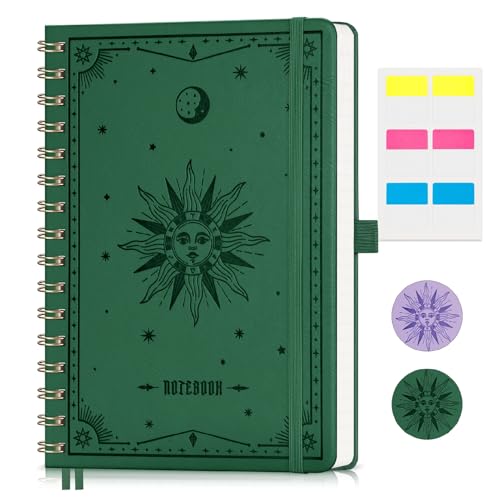 EMSHOI Notizbuch A5 Liniert, Notizblock, Collegeblock mit 100 g/m² Papier, 140 Nummerierten Seiten, Hardcover Tagebuch für Arbeit Büro Schule, 15.4 cm x 21 cm - Dunkelgrün von EMSHOI