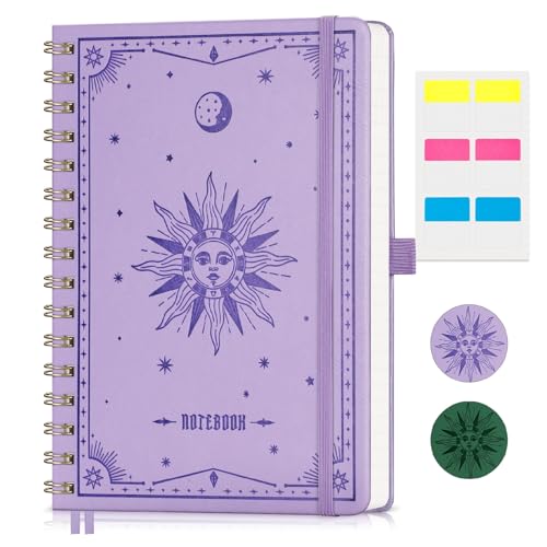 EMSHOI Notizbuch A5 Liniert, Notizblock, Collegeblock mit 100 g/m² Papier, 140 Nummerierten Seiten, Hardcover Notizbücher für kreatives Schreiben, Arbeit und Schule, 15.4 cm x 21 cm - Hellviolett von EMSHOI