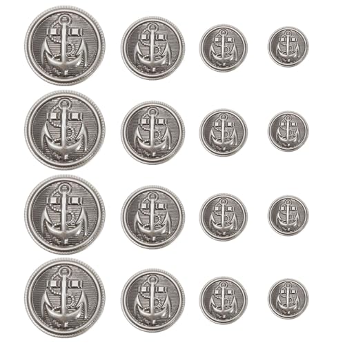 40 Stück Blazer-Knöpfe aus Metall, antike Anzüge, Set mit Knöpfen aus Legierung, Vintage-Knöpfe, Bekleidungszubehör, für Mäntel, Uniformen, Jacken, Silber 40 Stück Blazer-Knöpfe aus Metall, antike Anzüge, Set mit Knöpfen aus Legierung, Vintage-Knöpfe, Bekleidungszubehör, für Mäntel, Uniformen, Jacken, Silber von EMSea