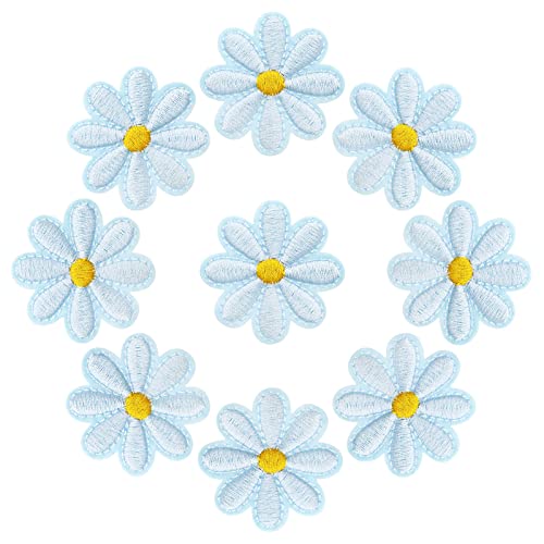 EMSea 40 Stück Stickerei-Flicken Gänseblümchen Blumenmuster Applikationen Nähen Aufbügeln für Kleidung Hüte Rucksäcke Jeans Reparatur DIY Dekoration Zubehör Blau von EMSea