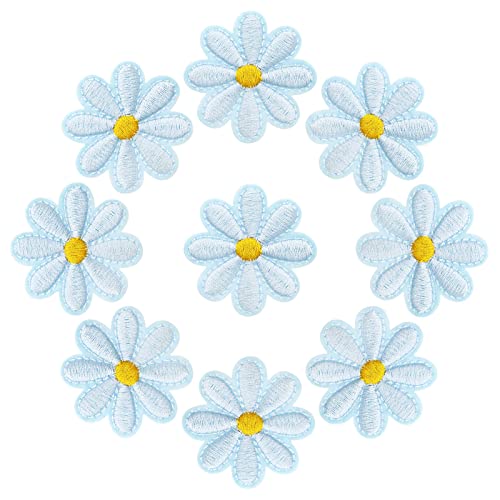 EMSea 40 Stück Stickerei-Flicken Gänseblümchen Blumenmuster Applikationen Nähen Aufbügeln für Kleidung Hüte Rucksäcke Jeans Reparatur DIY Dekoration Zubehör Blau von EMSea