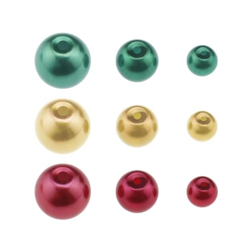 EMSea 900 Stück Glasperlen Weihnachten Mix Farbe Rund für Schmuckherstellung Gefärbte Runde Glas Runde Perlglanz Lose Perlen Perlen von EMSea