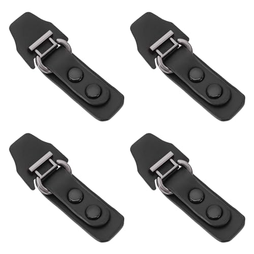 EMSea 4 Paar Schwarze Metall-Leder-Verschlüsse Druckknöpfe aus PU-Leder mit 2 Druckknöpfen Metall-Leder-Verschlüsse für Kleidungszubehör Haken Zum Aufnähen DIY-Handwerk 9 X 3,2 cm von EMSea