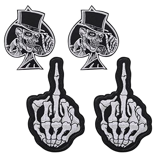 EMSea 4 x Totenkopf-Aufnäher mit Pik-Ass-Motiv, bestickt, zum Aufnähen und Aufbügeln für Kleidung, Hüte, Rucksäcke, DIY-Reparatur-Dekoration EMSea 4 x Totenkopf-Aufnäher mit Pik-Ass-Motiv, bestickt, zum Aufnähen und Aufbügeln für Kleidung, Hüte, Rucksäcke, DIY-Reparatur-Dekoration von EMSea