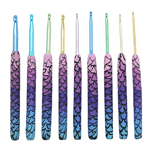 EMSea 9-teiliges Meerjungfrauen-Häkelnadel-Set, extra lange Häkelnadeln mit weichem Griff, Ton, ergonomischer Griff, 2,25 mm bis 6,5 mm, für Bastelarbeiten, gehäkelte Stoffe EMSea 9-teiliges Meerjungfrauen-Häkelnadel-Set, extra lange Häkelnadeln mit weichem Griff, Ton, ergonomischer Griff, 2,25 mm bis 6,5 mm, für Bastelarbeiten, gehäkelte Stoffe von EMSea