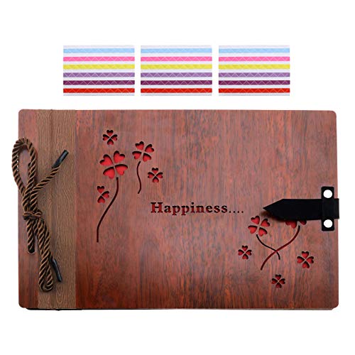 EMSea Hölzerne DIY Fotoalbum Sammelalbum Speicher Foto Hochzeit mit Foto Ecken Hohlen Board Jubiläum Rekord Geburtstag Thanksgiving Geschenk Glück von EMSea