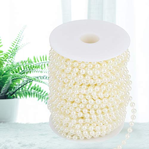 EMUKOEP 25 M/Roll von Perlendrahtkonten, Perlendrahtkonten, Guirnalda -Kette, DIY -Hochzeitsdekoration, 6mm (Beige) von EMUKOEP