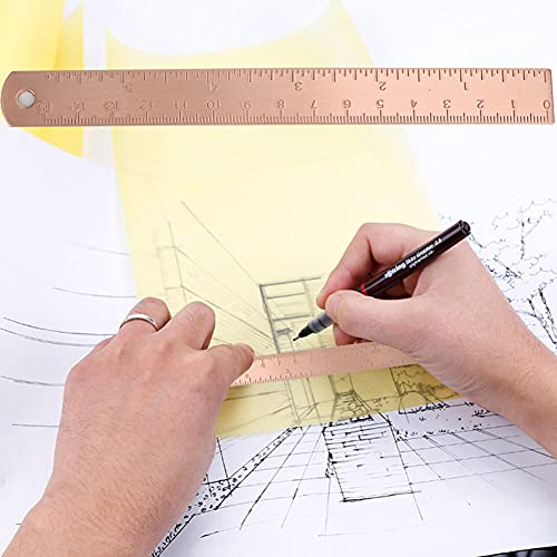 EMUKOEP Gerade Kupferregel 0~150 Mm Mini Kupferregel Zeichnung Zubehör (Länge 15 cm, Dicke 1,5 mm) von EMUKOEP