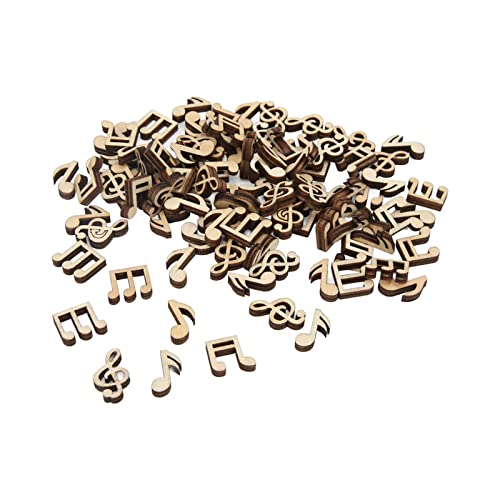 EMUKOEP Musikalische Note Holzteile 100 Stück Musiknoten Holzwellen ohne Fertigen Raum Robuste Pulido Vintage Musical Note Holzstücke von EMUKOEP