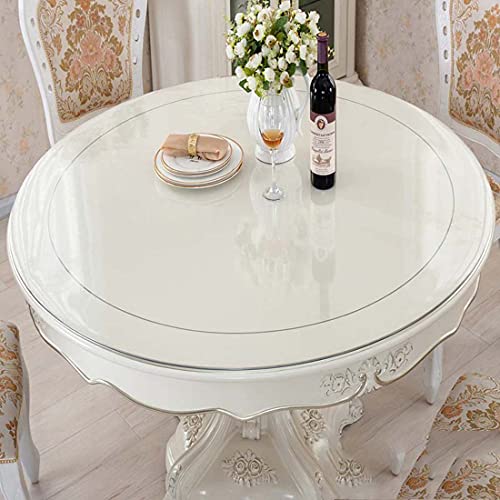EN AyuL Transparenter PVC-Tischdeckenschutz, rund, transparenter Tischschutz, 120 cm, wasserdichte Kunststoff-Tischdecke, Esstischunterlagen von EN AyuL