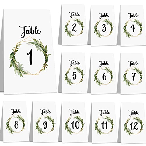 12 Stück Tischnummern 1-12 Eukalyptus Weiß Tischkarten Tischnummern Tischkarten Hochzeit Platzkarten Tischdeko aus Papier Nummern Zahlen für Hochzeit Geburtstag Party Feier Taufe von ENAIAH