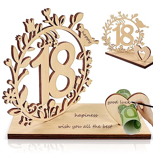 18. Geburtstag Geldgeschenk Holz Geschenk zum 18.Geburtstag Holz-Schild Gästebuch Geldgeschenke Verpackung Originelle Geldgeschenke Geschenke für Freunde, Familie (18) von ENAIAH
