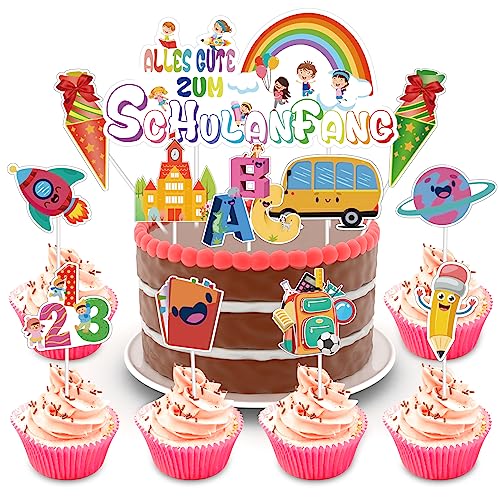24 Stück Schulanfang Tortendeko bunt Schulanfang Cupcake Topper Einschulung Cupcake Topper Set für Junge Mädchen 1. Schultag Schulanfang Party Deko 24 Stück Schulanfang Tortendeko bunt Schulanfang Cupcake Topper Einschulung Cupcake Topper Set für Junge Mädchen 1. Schultag Schulanfang Party Deko von ENAIAH