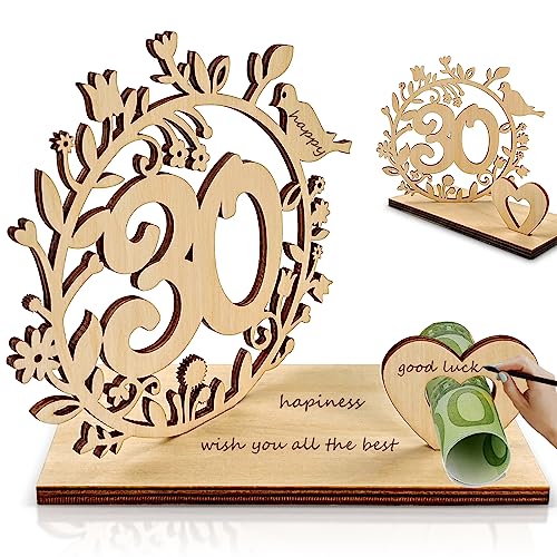 30. Geburtstag Geldgeschenk Holz Geschenk zum 30.Geburtstag Holz-Schild Gästebuch Geldgeschenke Verpackung Originelle Geldgeschenke Geschenke für Freunde, Familie (30) von ENAIAH
