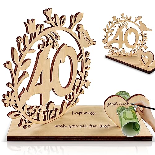 40. Geburtstag Geldgeschenk Holz Geschenk zum 40.Geburtstag Holz-Schild Gästebuch Geldgeschenke Verpackung Originelle Geldgeschenke Geschenke für Freunde, Familie (40) von ENAIAH