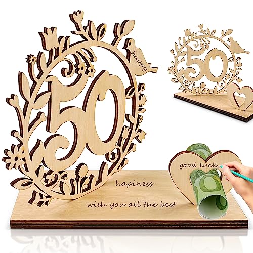 50. Geburtstag Geldgeschenk Holz Geschenk zum 50.Geburtstag Holz-Schild Gästebuch Geldgeschenke Verpackung Originelle Geldgeschenke Geschenke für Freunde, Familie (50) von ENAIAH