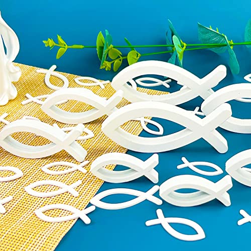 ENAIAH Holzfische Deko Set,54 Stück Holz Deko Fische Streudeko 9 große Fisch Taufe Deko 45pcs Fische Streudeko Taufe Junge Mädchen Deko Taufe Kommunion Konfirmation Deko von ENAIAH