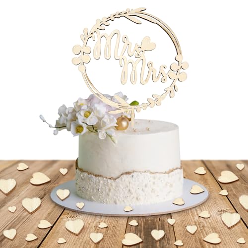 Hochzeitstorten Topper, Kuchendeckel aus Holz Hochzeit Kuchendekoration Mr Mrs Kuchendekoration Tortenstecker für deine Hochzeit, Superfeine Gravur Holz Natur von ENAIAH