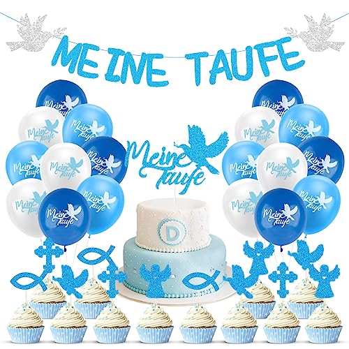 Taufe Deko Meine Taufe Girlande Deko Banner Blau Glitzer Taufe Banner und 18 Pcs Taufe Luftballons Taufe Dekoration für Junge und Mädchen Tauf usw Taufe Deko Meine Taufe Girlande Deko Banner Blau Glitzer Taufe Banner und 18 Pcs Taufe Luftballons Taufe Dekoration für Junge und Mädchen Tauf usw von ENAIAH