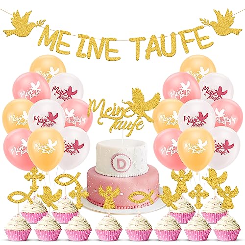 Taufe Deko Meine Taufe Girlande Deko Banner Gold Glitzer Taufe Banner und 18 Pcs Taufe Luftballons Taufe Dekoration für Junge und Mädchen Tauf usw Taufe Deko Meine Taufe Girlande Deko Banner Gold Glitzer Taufe Banner und 18 Pcs Taufe Luftballons Taufe Dekoration für Junge und Mädchen Tauf usw von ENAIAH