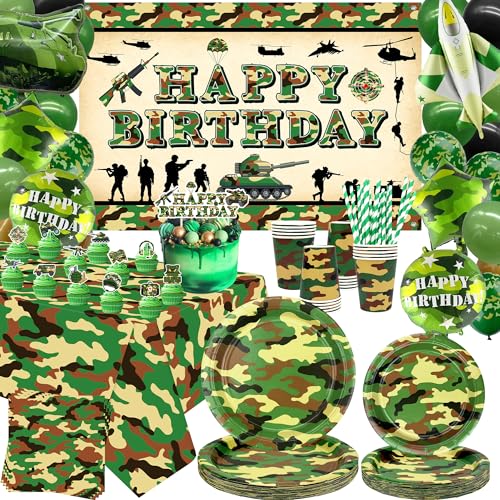 ENCETARDE Camouflage-Geburtstagsparty-Zubehör, Armee-Party-Dekoration, Teller, Tassen, Servietten, Tischdecke, Happy Birthday Hintergrund, Luftballons (20 Set-Hintergrund) ENCETARDE Camouflage-Geburtstagsparty-Zubehör, Armee-Party-Dekoration, Teller, Tassen, Servietten, Tischdecke, Happy Birthday Hintergrund, Luftballons (20 Set-Hintergrund) von ENCETARDE