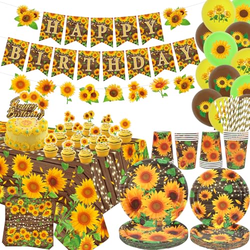 Sonnenblume Geburtstag Party Dekoration Sonnenblume Party Geschirr Teller Becher Servietten Tischdecke Happy Birthday Banner Luftballons Kuchen Topper für Wildblume Blume Party Supplies Sonnenblume Geburtstag Party Dekoration Sonnenblume Party Geschirr Teller Becher Servietten Tischdecke Happy Birthday Banner Luftballons Kuchen Topper für Wildblume Blume Party Supplies von ENCETARDE