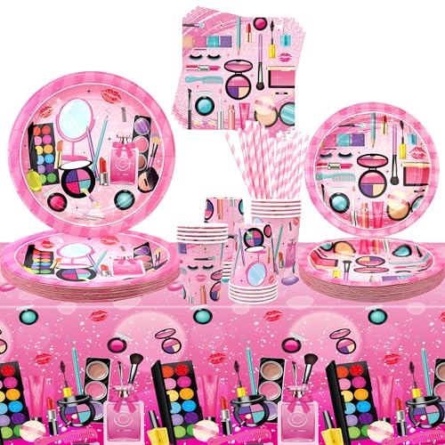 Spa-Partyzubehör, 20 Stück, Make-up-Themenparty-Geschirr – Speiseteller, Desserts, Teller, Becher, Servietten, Spa, Make-up-Tischdecke für Mädchen, Frauen, Schlaf, Spa, Party, Dekoration, serviert 20 Spa-Partyzubehör, 20 Stück, Make-up-Themenparty-Geschirr – Speiseteller, Desserts, Teller, Becher, Servietten, Spa, Make-up-Tischdecke für Mädchen, Frauen, Schlaf, Spa, Party, Dekoration, serviert 20 von ENCETARDE