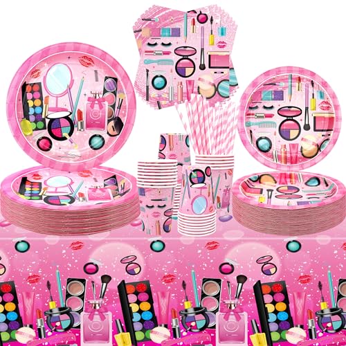 Spa-Partyzubehör – für 40 Personen, Make-up-Themenparty-Geschirr – Speiseteller, Desserts, Teller, Becher, Servietten, Spa, Make-up, Tischdecke, Strohhalme für Mädchen, Frauen, Schlaf, Spa, Spa-Partyzubehör – für 40 Personen, Make-up-Themenparty-Geschirr – Speiseteller, Desserts, Teller, Becher, Servietten, Spa, Make-up, Tischdecke, Strohhalme für Mädchen, Frauen, Schlaf, Spa, von ENCETARDE