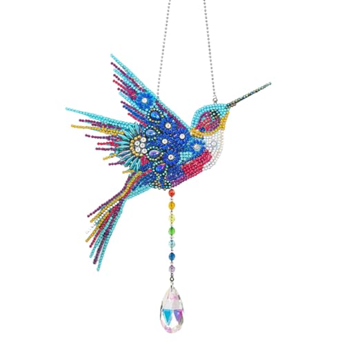 Diamant Kunst Sonnenfänger,Diamond Painting hängende Ornamente,Diamant Punkt Malerei Anhänger,Geschenke für Mutter,Oma,Frau,Ehefrau,Schwester,Heim,Fenster,Garten,Hof Dekoration (Kolibri Vogel) von ENCOMAG