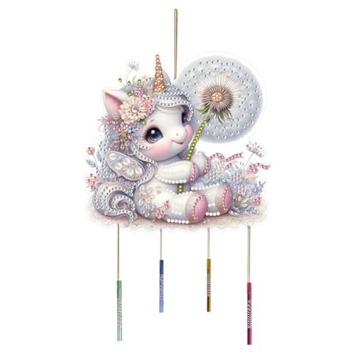 ENCOMAG Diamant Kunst Windspiel,Diamond Painting hängende Ornamente,Diamant Punkt Malerei Anhänger,Geschenke für Mutter,Oma,Frau,Ehefrau,Schwester,Heim,Fenster,Garten,Hof Dekoration (Einhorn1) von ENCOMAG