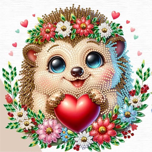 ENCOMAG 5D DIY Diamond Painting Kits, Blumen und Igel, Teilbohrer Kristall Strass Leinwand Stickerei Malerei Bilder nach Zahlen für Erwachsene Geschenke Home Wall Dekorationen von ENCOMAG