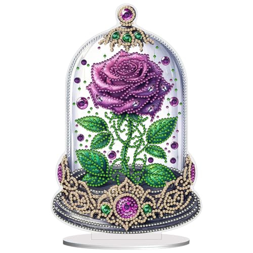 ENCOMAG DIY Diamond Painting Desktop Deko,Rose Schmetterling Blumen Vögel Tischdeko,Diamant Painting,Diamant Malerei Tisch Ornamente für Zuhause,Büro,Dekoration,Geschenk für Familie von ENCOMAG