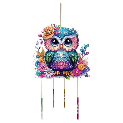 ENCOMAG Diamant Kunst Windspiel,Diamond Painting hängende Ornamente,Diamant Punkt Malerei Anhänger,Geschenke für Mutter,Oma,Frau,Ehefrau,Schwester,Heim,Fenster,Garten,Hof Dekoration (Eule2) von ENCOMAG