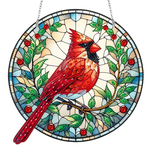 ENCOMAG Diamond Painting Anhänger Buntglas Kardinal Sonnenfänger 5D Diamant Painting Kranz mit Kette Hängeschild Diamant Malerei Bilder Wandbehang Kits für Fenster Wand Und Eingang Decor ENCOMAG Diamond Painting Anhänger Buntglas Kardinal Sonnenfänger 5D Diamant Painting Kranz mit Kette Hängeschild Diamant Malerei Bilder Wandbehang Kits für Fenster Wand Und Eingang Decor von ENCOMAG